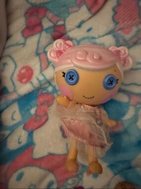 Pink Button-Eye Doll Plush Figure - Cute Playset Toy